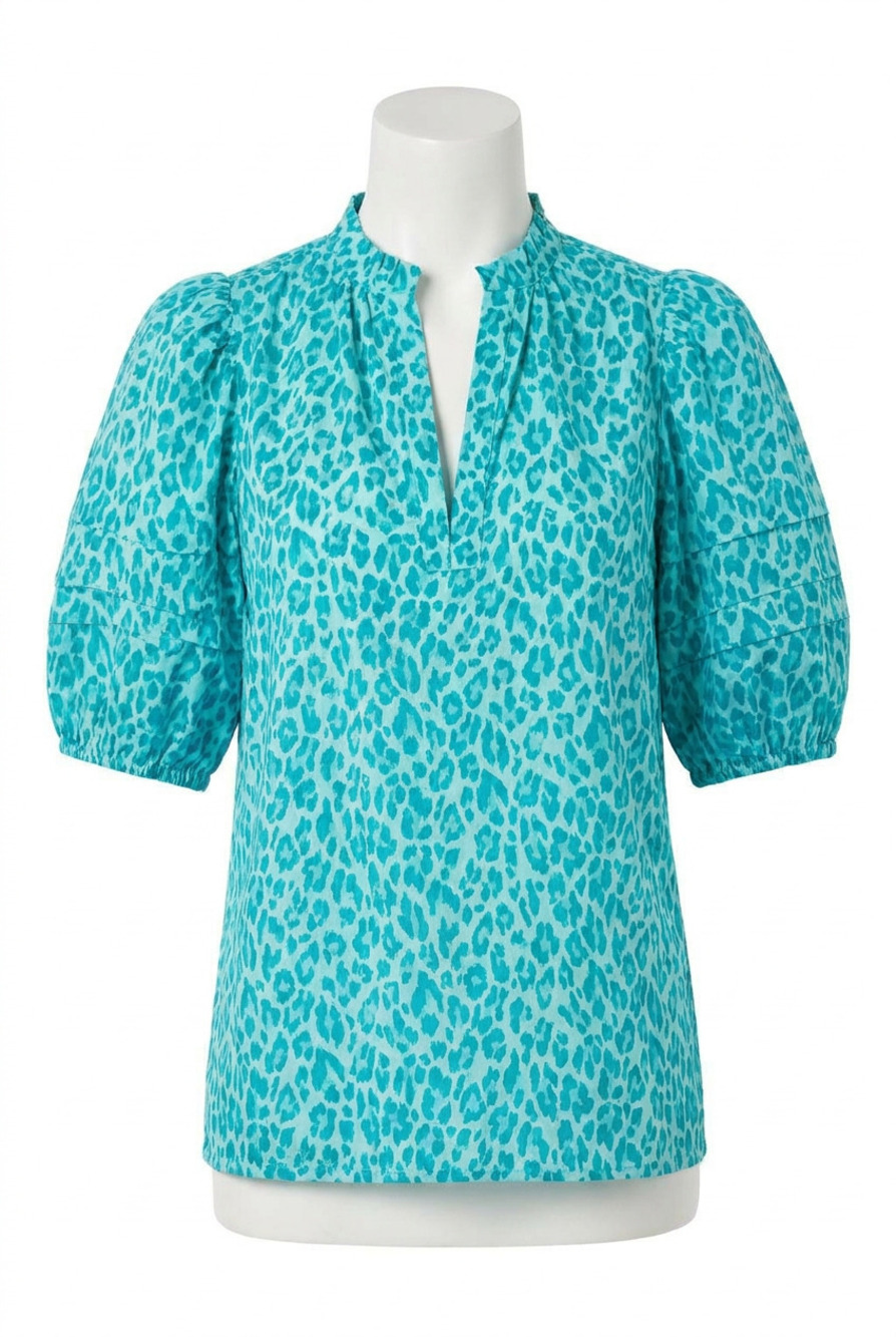 NEW TYLER BOE jenna cotton top in capri animal